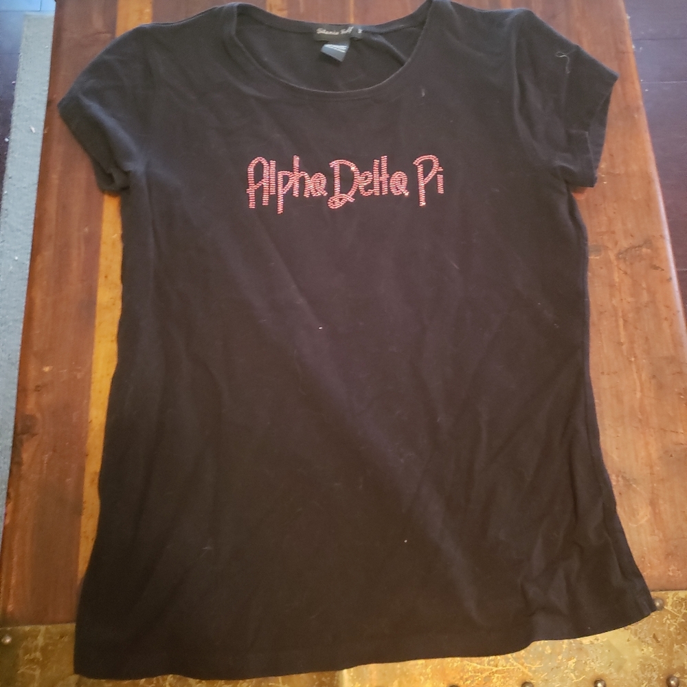 Alpha Delta Pi ADPi sparkly bling fitted shirt - M